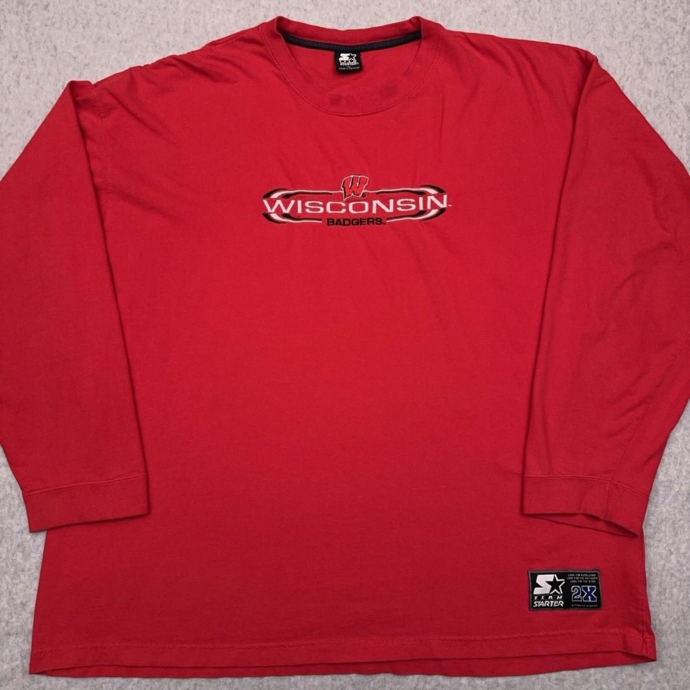 Vintage Starter Wisconsin Badgers Sweatshirt Men's‎ 2X Red Embroidered NCAA